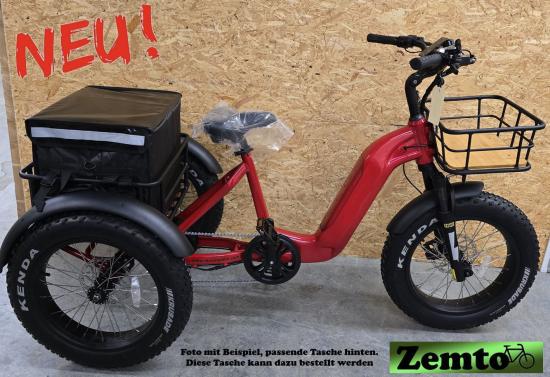 Elektro Dreirad Zemto-Revom Trike T2, 720 WH, Nabenmotor, dicke Reifen rot